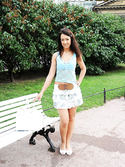 Nasty brunette hair Olympia flashes in public previous to giving a BJ