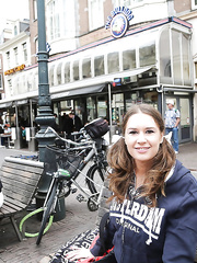 Brunette Hair European whore with large pantoons Nadia Bells posing in public