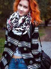 Pale redhead Ambre does a slow striptease on way to showcasing her moist twat