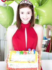 Hot dark brown angel is celebrating her birthday by masturbating with us