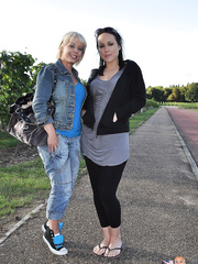 Mature British male bangs two bisex cuties at the same time