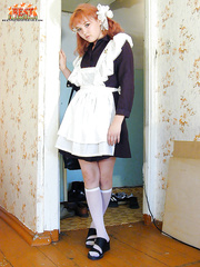 Redhead schoolgirl bonks an mature chap that catches her masturbating