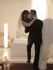 Hawt juvenile bride engulf her recent husbands pecker and rides cowgirl on wedding night