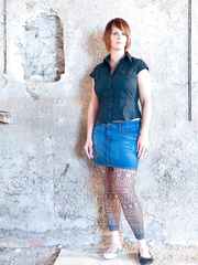 Hot corpulent Nika in short petticoat unbuttons shirt to unveil her large saggy mangos