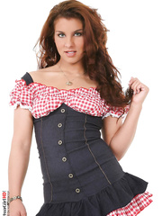 Marvelous redhead Bettina Di Capri flashes and touches her phenomenal cunt