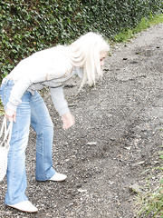 Juvenile golden-haired angel has sex with a chap after just encounter him in alleyway