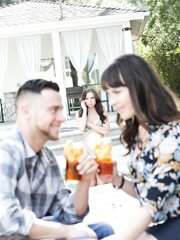 Breasty mother I'd like to fuck Dana DeArmond flirts with GF's dude flaunting lengthy legs & cleavage