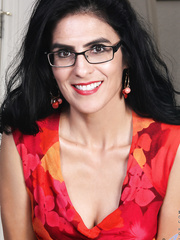 Black haired dilettante Theresa Soza does a striptease with her glasses on