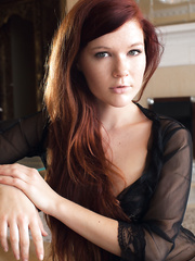 Redhead Euro honey loosing large natural legal age teenager mambos during glamour discharges