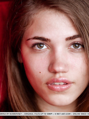 Redhead honey shedding denim jeans to naked nifty legal age teenager arse and smooth snatch