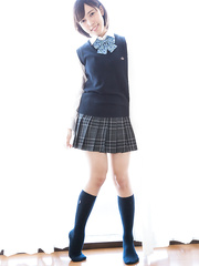 Japanese schoolgirl uncups natural pointer sisters after flashing cotton underclothing