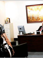 Breasty secretary Velicity Von receives her soaked vagina screwed in the office