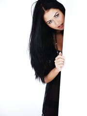 Darksome haired legal age teenager Macy B discloses her perfectly bald love tunnel