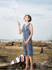  brunette hair legal age teenager Davina P removes her garments during the time that chasing butterflies