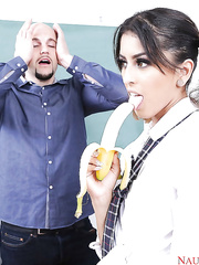 Juvenile schoolgirl Sophia Leone engulfing and fucking teacher's large dick