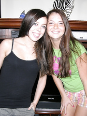 Youthful non-professional besties with lovely small scones widening arse for the 1st time