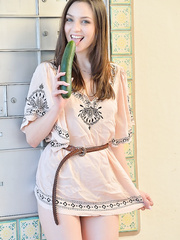 Hotty next door using big cuke and sex-toy on lewd bawdy cleft indoors and out