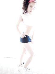 Cute cutie Gabriella Paltrova in shorts flashes her juvenile bumpers & round booty