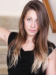 Erotic non-professional Candice Ferguson peels dark suit to widen slim wet crack