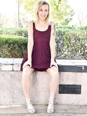 Naught dilettante honey flashes her miniature scoops and a no panty upskirts in public