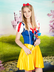 Legal Age Teenager beauty takes off her white cotton underclothes to pose in over the knee socks