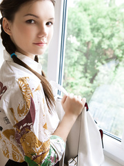 Cute legal age teenager Iva is making lunch when her cookie receives slutty,strapon so that babe disrobes undressed