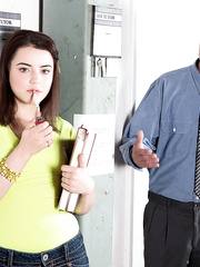 Nasty student Kylie Quinn caught smokin' acquires the principle's hard knob