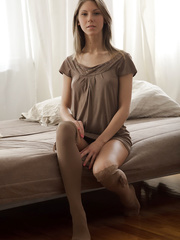 Diminutive legal age teenager Anjelica draws attention to her perfectly smooth cookie in the in nature's garb