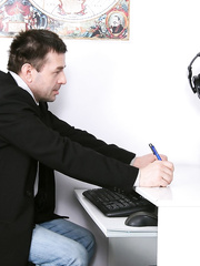 Youthful redhead with good titties and a smooth love tunnel copulates her teacher to pass