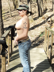 Hike in the park topless and full nude love the fresh air