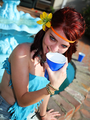 Legal Age Teenager hotties Jessie and Cindy getting stripped at the party outdoor