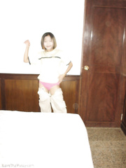 Seductive oriental legal age teenager with small scones sweetheart taking a shower and posing exposed