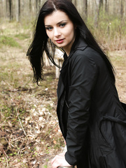 Black haired mother I'd like to fuck Helena Darksome widening outside in nylons for love tunnel closeup