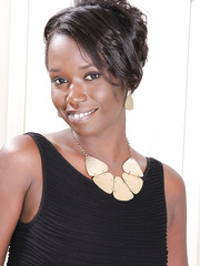 Gorgeous darksome angel Sayanna Monroe exposes her saggy love bubbles & squats bare