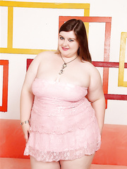 SSBBW Saphire Rose with large saggy love melons flashing undressed upskirt & toying muff