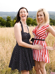 Daring aged mama enjoys lesbo ding-dong sex with breasty younger woman