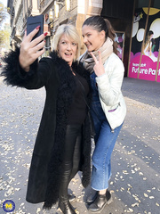 Aged lady ball gags a juvenile cutie prior to 'em having lesbo sex