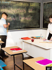 Gracious teacher Audrey Noir receives her marangos and cookie dicked by her man