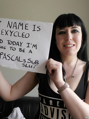 Darksome haired goth lady Hawt Cleo kneels in the stripped like a worthy sex villein would