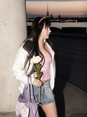 Bored brunette hair legal age teenager Olesya acquires enticed and gangbanged by a very old stud