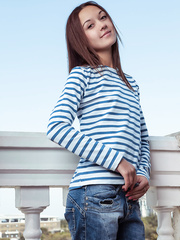 Pleasing legal age teenager hotty discloses her consummate wazoo and almost flat chest also