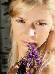Hawt miniature legal age teenager with diminutive bazookas and wazoo playing bare in the woods