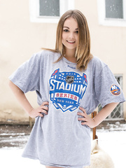 Cute smiley face Jeff Milton shows her large teats and enchanting small behind