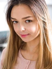 Hawt legal age teenager gal takes off shirt and pants for bare positions on kitchen counter