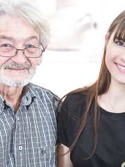 Enjoyable youthful dark brown legal age teenager engulfing oldman dick whilst having her twat licked