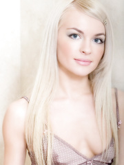 Hawt blond Helen F baring miniature love melons and widening to flaunt shaved muff