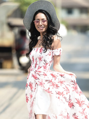 Exotic legal age teenager Chloe Saat posing stripped in the pool and widening her palatable muff