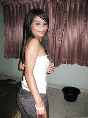 Concupiscent oriental honey masturbating her taut fur pie and getting shagged