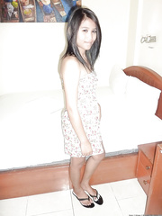 Cute oriental hottie in fancy suit widening her legs and getting screwed