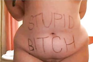Skype chat with a sexually excited big beautiful woman housewife humiliating herself
